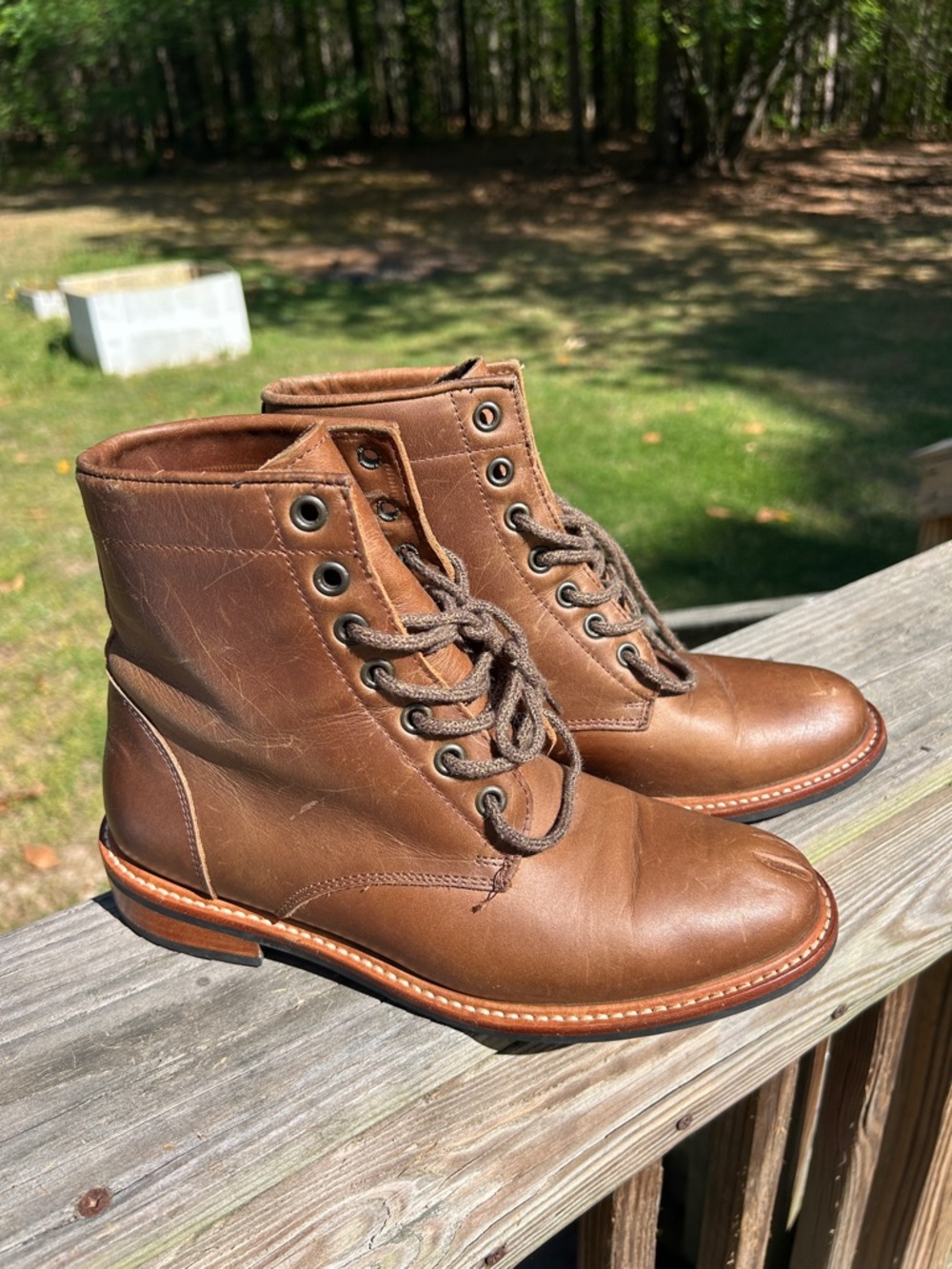 Nisolo Cognac Leather Lace-Up Women's Boots